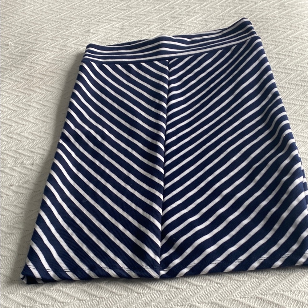 Love in Blue and White A-Line Midi Skirt